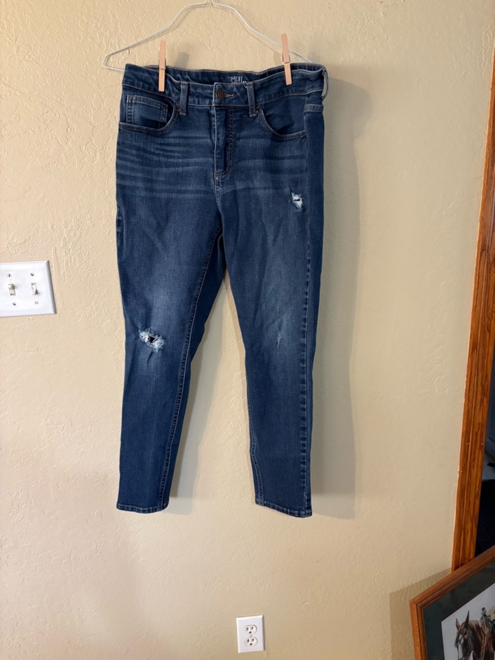 Time and Tru Dark Blue Skinny Distressed Jeans